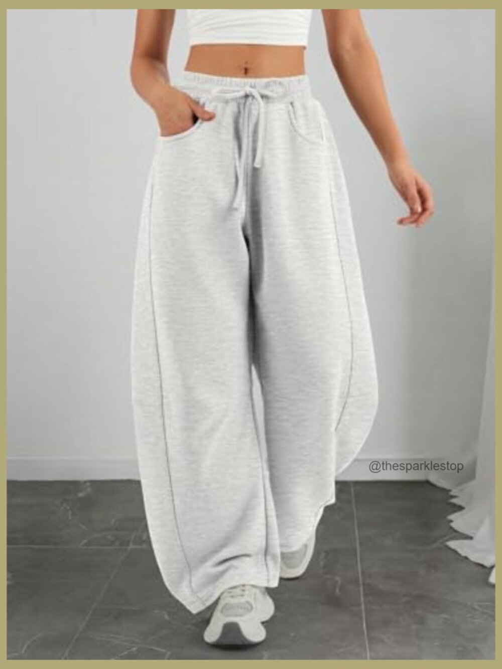 Barrel Sweatpants Women Wide Leg Baggy Lounge Pants with Pockets - Picture 3 of 7